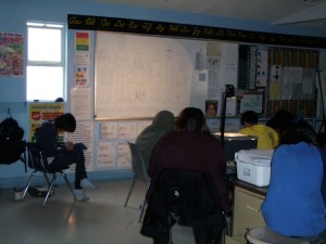 Character Images are Projected and Students Immerse in Drawing